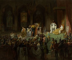 De kroning van de dode Inês de Castro in de kathedraal van Coimbra, 1827-1828 door Gillot Saint Evre