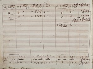 Muzikale partituur voor de La calunnia e un venticello-aria, in De barbier van Sevilla door Gioachino Rossini