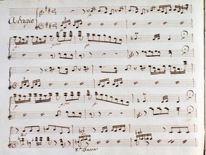 Pagina van muziekpartituur van de symfonie van De Turk in Italië door Gioacchino Rossini door Gioachino Rossini