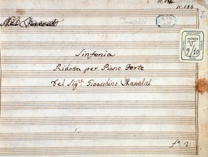 Bladmuziek voor de gereduceerde symfonie voor piano van Tancredi door Gioachino Rossini