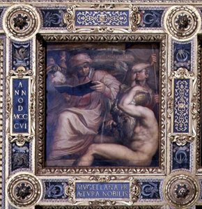 Allegorie van de Mugello-regio van het plafond van de Salone dei Cinquecento