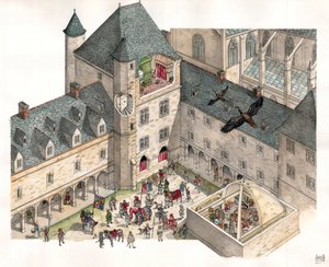 Middeleeuwen: luchtfoto van het Palais des Dukes de Burgundy in Dijon (Cote d