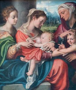 Madonna voedt het kind, de jonge st. Johannes en st. Maria Magdalena en Elizabeth, c.1530