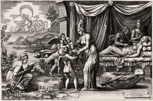 Allegorie van de geboorte door Giorgio Ghisi