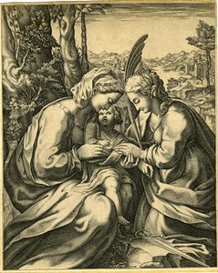 Giorgio Ghisi - Het huwelijk van de heilige Catharina, 1850,0413.130 door Giorgio Ghisi
