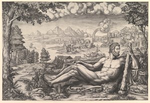 Hercules rustend van zijn werken door Giorgio Ghisi