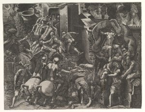 De Val van Troje en de Ontsnapping van Aeneas door Giorgio Ghisi