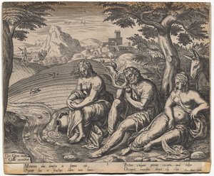 De Gelijkenis van de Zaaier en het Zaad: Het Zaad dat langs de Weg Valt (naar Gerard Van Groeningen, actief Antwerpen 1563-1573) door Giorgio Ghisi