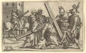 De Maagd van Smarten: Christus draagt het kruis (detail) door Giorgio Ghisi