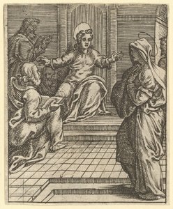 De Maagd van Smarten: Christus in discussie met de dokters, een van de negen omringende compagnons, voor 1575 door Giorgio Ghisi