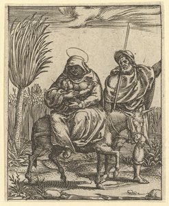 De Maagd van Smarten: De vlucht naar Egypte, een van de negen omliggende compartimenten, ca. 1575