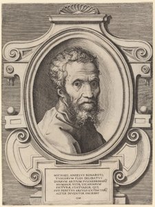 Michelangelo Buonarroti door Giorgio Ghisi, after Marcello Venusti