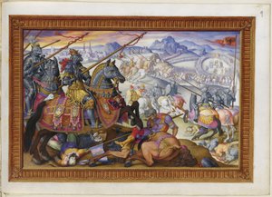 Suleiman en zijn leger verdreven van het Beleg van Wenen door Giorgio Giulio (attr. to) Clovio