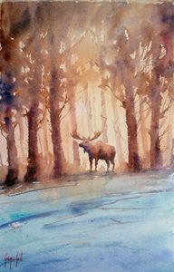 Het majestueuze elandenbos in de winter door Giorgio Gosti