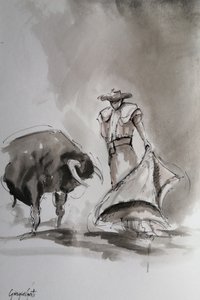 Sketch over het Spaanse stierenvechten door Giorgio Gosti