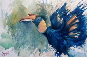 Tropische blauwe neushoornvogel door Giorgio Gosti