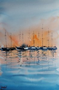Weerspiegelingen in de Twilight Marina door Giorgio Gosti