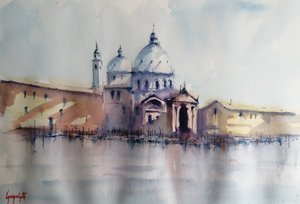 Weerspiegeling van een Venetiaanse basiliek door Giorgio Gosti