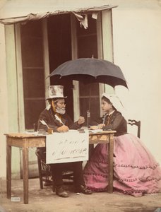 Openbare schrijver, Napels,1865-1870 (foto) door Giorgio Sommer