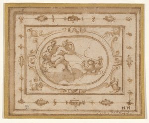Aurora en Tithonius, studie voor een decorontwerp voor een uitvoering van Aretino