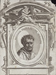 Battista Franco Veneziano, geboren als Giovanni Battista Franco, een Italiaanse kunstenaar. Gravure Giorgio Vasari door Giorgio Vasari