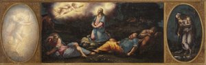 Christus op de Olijfberg met twee allegorische figuren