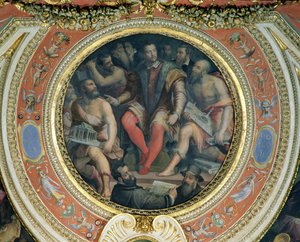 Cosimo I en zijn kunstenaars, uit de Sala di Cosimo I door Giorgio Vasari
