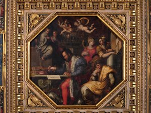 Cosimo bestudeert de inname van Siena door Giorgio Vasari