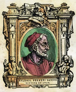 Portret van Baldassarre Peruzzi (1481-1536) Sienese architect en schilder Gravure uit "De Levens" door Giorgio Vasari (1511-1574) 1568 ©Fototeca Gilardi/Leemage door Giorgio Vasari