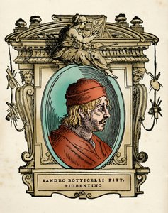 Portret van de schilder Sandro Botticelli (1445-1510) (Alessandro di Mariano di Vanni Filipepi) Gravure uit 