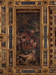 Zeeslag tussen Florentijnen en Pisanen door Giorgio Vasari