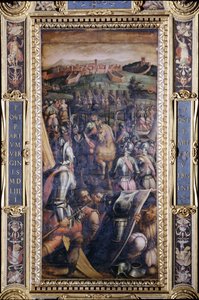 De Verovering van Casole van het plafond van de Salone dei Cinquecento, 1565 door Giorgio Vasari