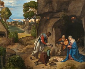 Italiaans: Allendale Aanbidding van de Herders door Giorgione