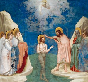 Doop van Christus, detail uit Leven en Lijden van Christus, door Giotto door Giotto (c.1266 1337)
