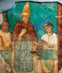 Bonifatius VIII kondigt Heilig Jaar aan, fresco door Giotto, Sint-Jan van Lateranen, Rome, Italië