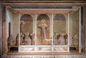 St. Franciscus verschijnt aan een kapittel in Arles tijdens de prediking van St. Antonius van Padua