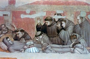 Dood van St. Franciscus en inspectie van de stigmata, ca. 1320