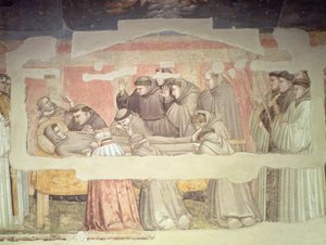 De dood van St. Franciscus (detail) uit de Bardi-kapel fresco door Giotto di Bondone