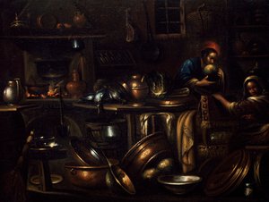 Keukeninterieur door Giovan Domenico Valentino