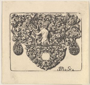 Goudsmeden Ornament met een Jonge Man die een Hoorn des Overvloeds vasthoudt, 1709 door Giovani Battista Grondoni