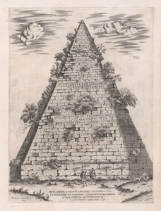 Speculum Romanae Magnificentiae: Piramide van Caius Cestius, 1582 door Giovanni Ambrogio Brambilla