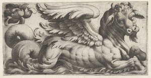 Gevleugelde zeestier met een sik door Giovanni Andrea Maglioli