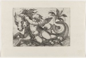 Putto rijdend op zeepaard door Giovanni Andrea Maglioli