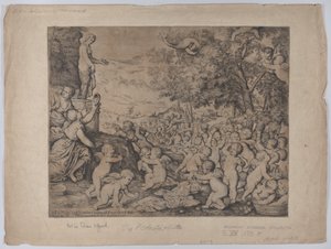 Putti voor een standbeeld van Venus, naar Titian door Giovanni Andrea Podesta