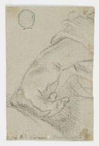 Tekening, Studie: Een linkerhand in een leunende positie, ca. 1650 door Giovanni Andrea Sirani
