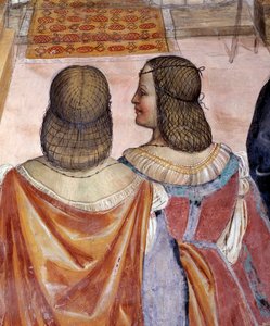 Benedictus excommuniceerde twee nonnen en verleende hen absolutie na hun dood (detail) door Giovanni Antonio Bazzi Sodoma