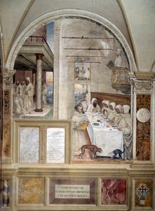 Benedictus krijgt overvloedig meel en voedt de monniken door Giovanni Antonio Bazzi Sodoma