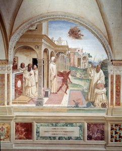Benedictus bevrijdt een monnik bezeten door een demon (fresco) door Giovanni Antonio Bazzi Sodoma