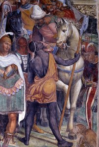 Hoe Benedictus de twee jonge Romeinen Maurus en Placidus ontmoet (detail)