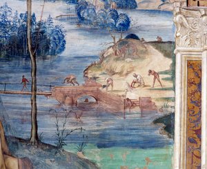 Hoe Sint Maur over het water loopt om Placidus te redden (detail) door Giovanni Antonio Bazzi Sodoma